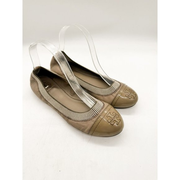 Tory Burch Classic Leather Ballerina Flats Travel Lightweight 7 - Picture 1 of 9